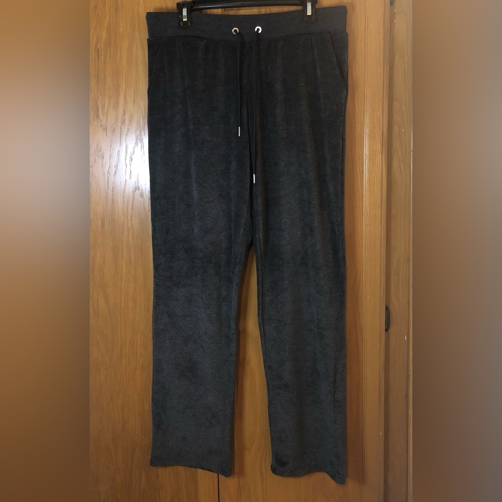 Bebe Y2K Velour Jogger Track Pants Dark Gray Size Large EUC